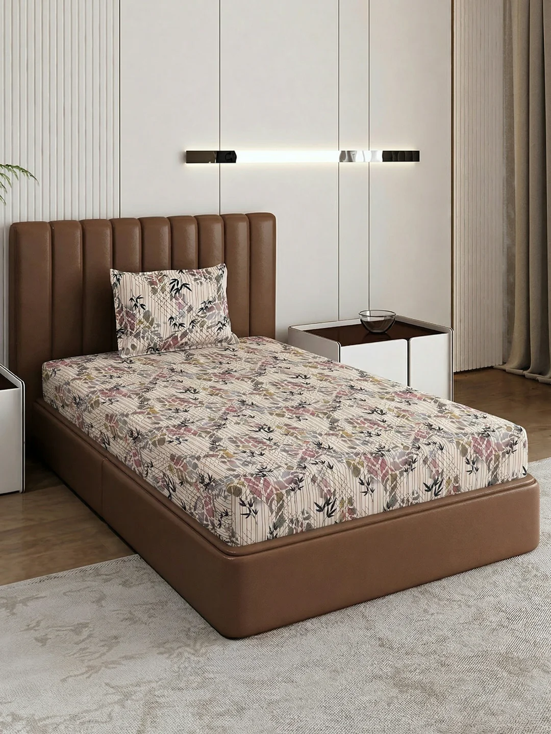 130 GSM Polyester Single Bed Bedsheet with 1 Pillow Cover Decoy Collection - Image 2