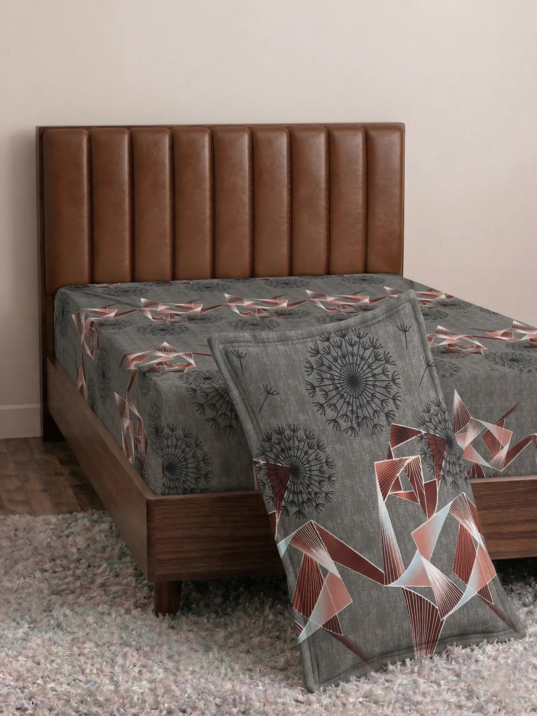 130 GSM Polyester Single Bed Bedsheet with 1 Pillow Cover Decoy Collection - Image 5