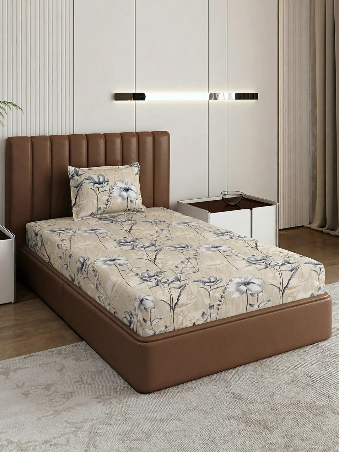 130 GSM Polyester Single Bed Bedsheet with 1 Pillow Cover Decoy Collection - Image 2