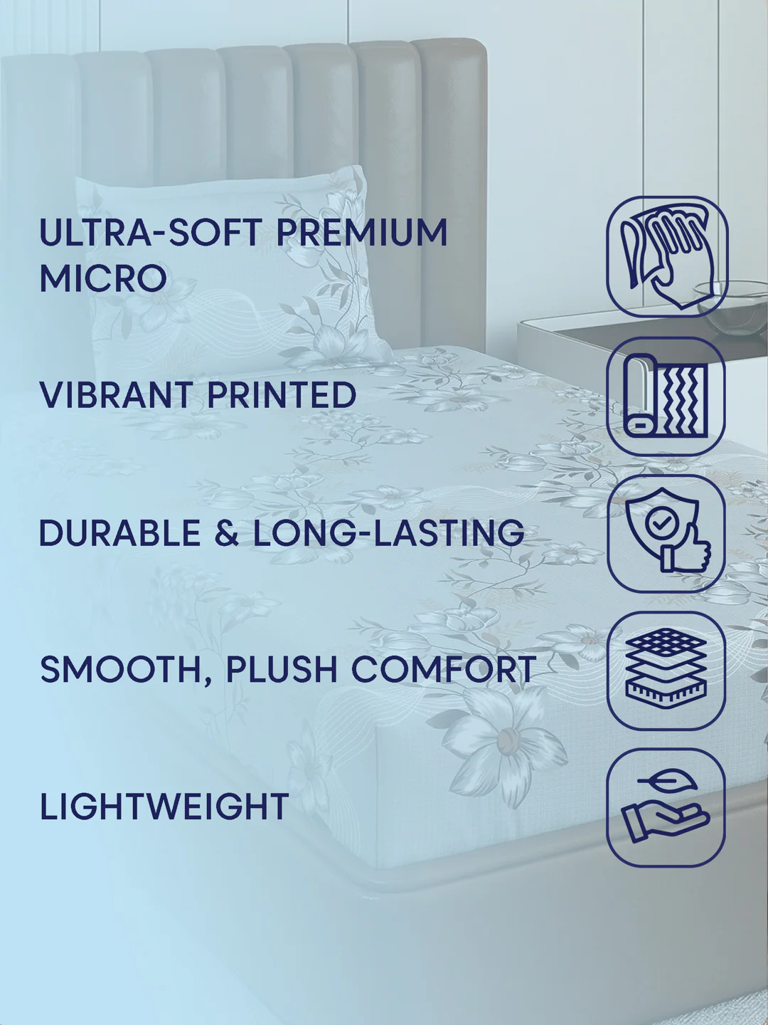 130 GSM Polyester Single Bed Bedsheet with 1 Pillow Cover Decoy Collection - Image 9