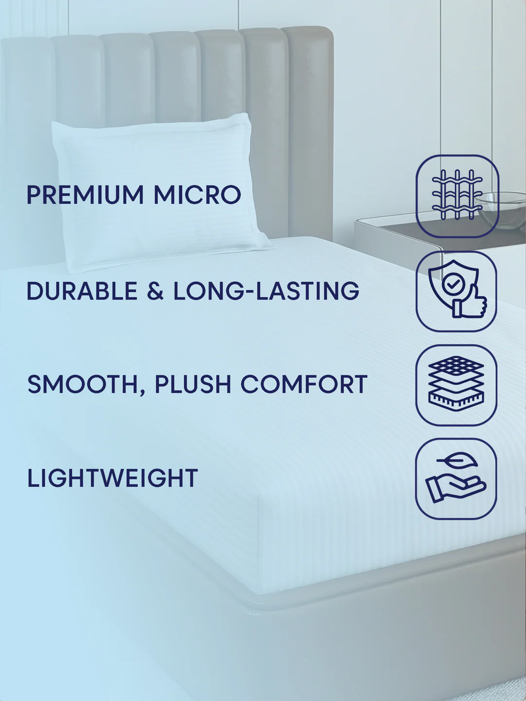 130 GSM Polyester Single Bed Bedsheet with 1 Pillow Cover Hotel Essential Collection - Image 9