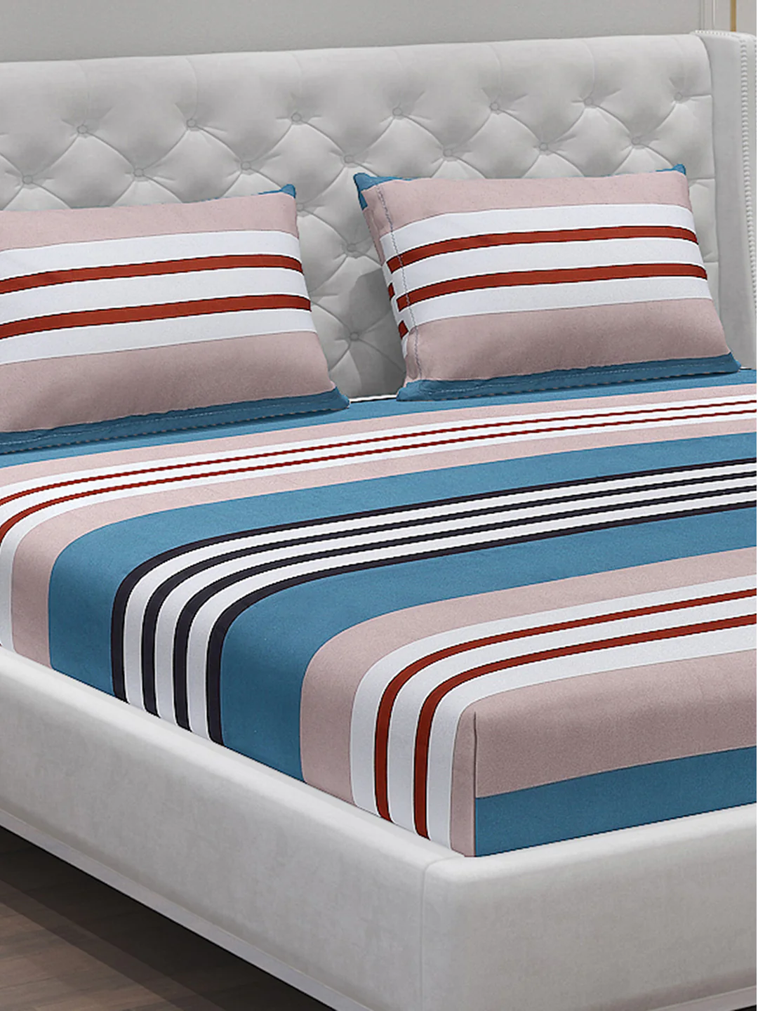 140 GSM Polyester Double Bed Bedsheet with 2 Pillow Covers - Image 5
