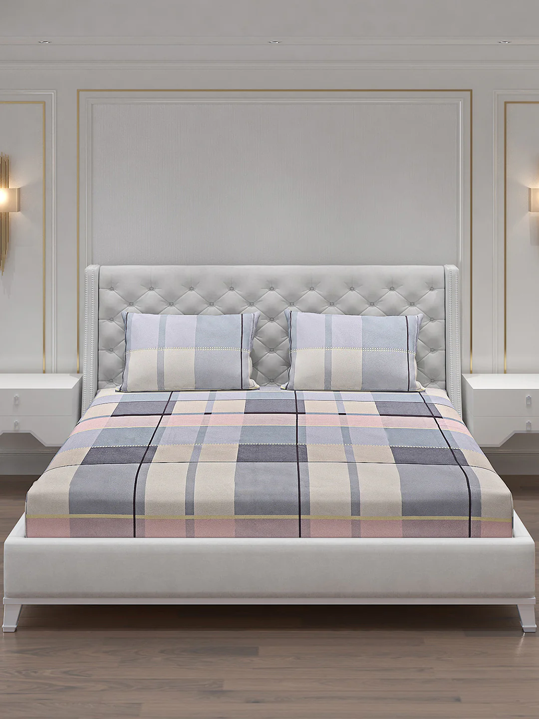 140 GSM Polyester Double Bed Bedsheet with 2 Pillow Covers - Image 3