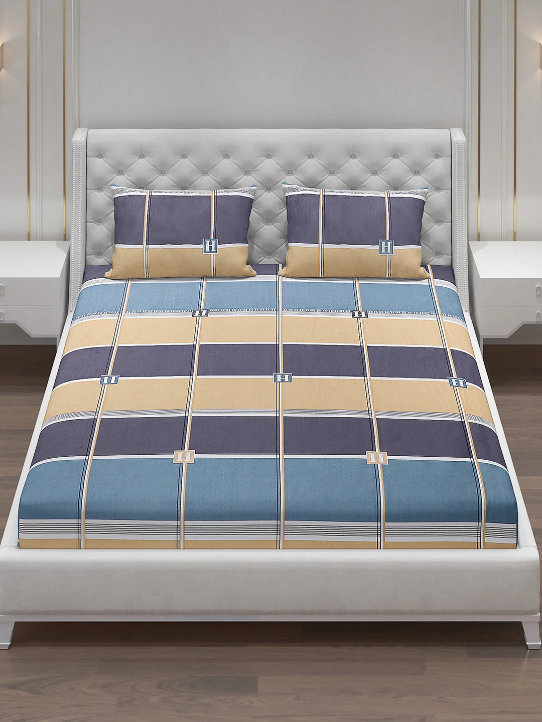 140 GSM Polyester Double Bed Bedsheet with 2 Pillow Covers - Image 2