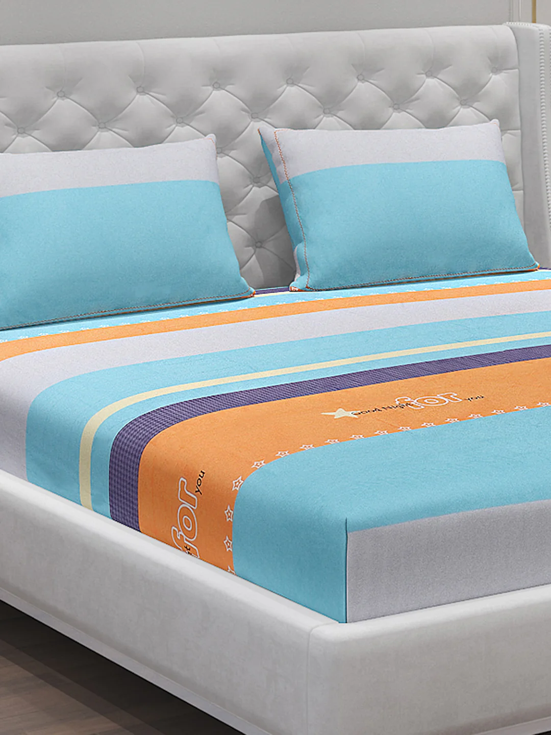 140 GSM Polyester Double Bed Bedsheet with 2 Pillow Covers - Image 5