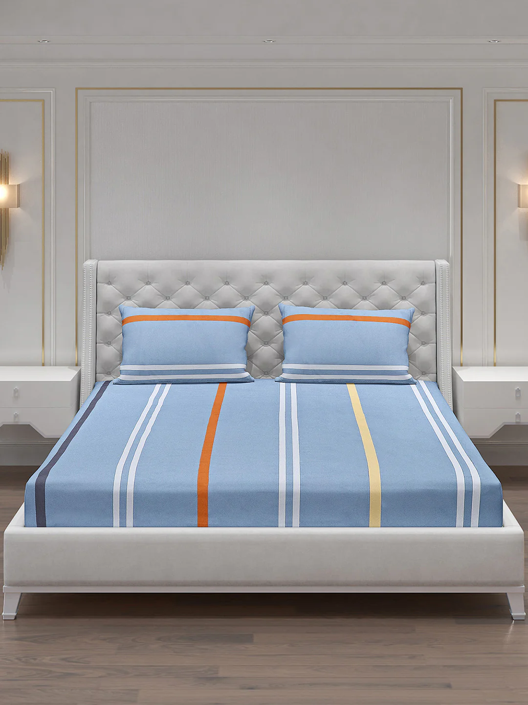 140 GSM Polyester Double Bed Bedsheet with 2 Pillow Covers - Image 3