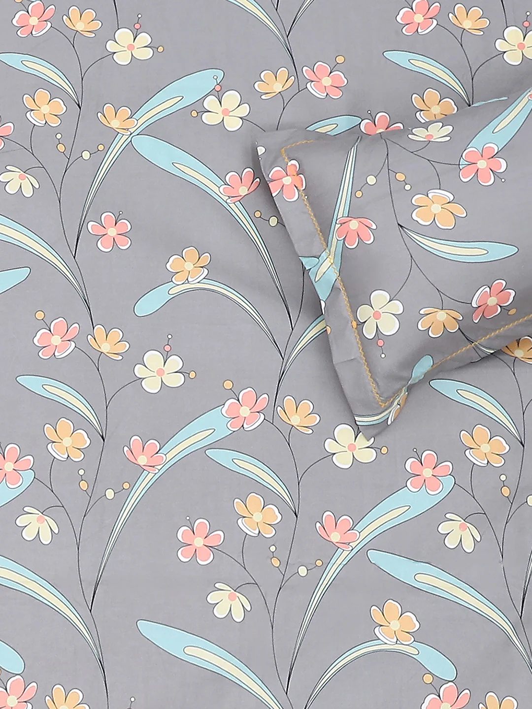 140 GSM Polyester Double Bed Bedsheet with 2 Pillow Covers - Image 6