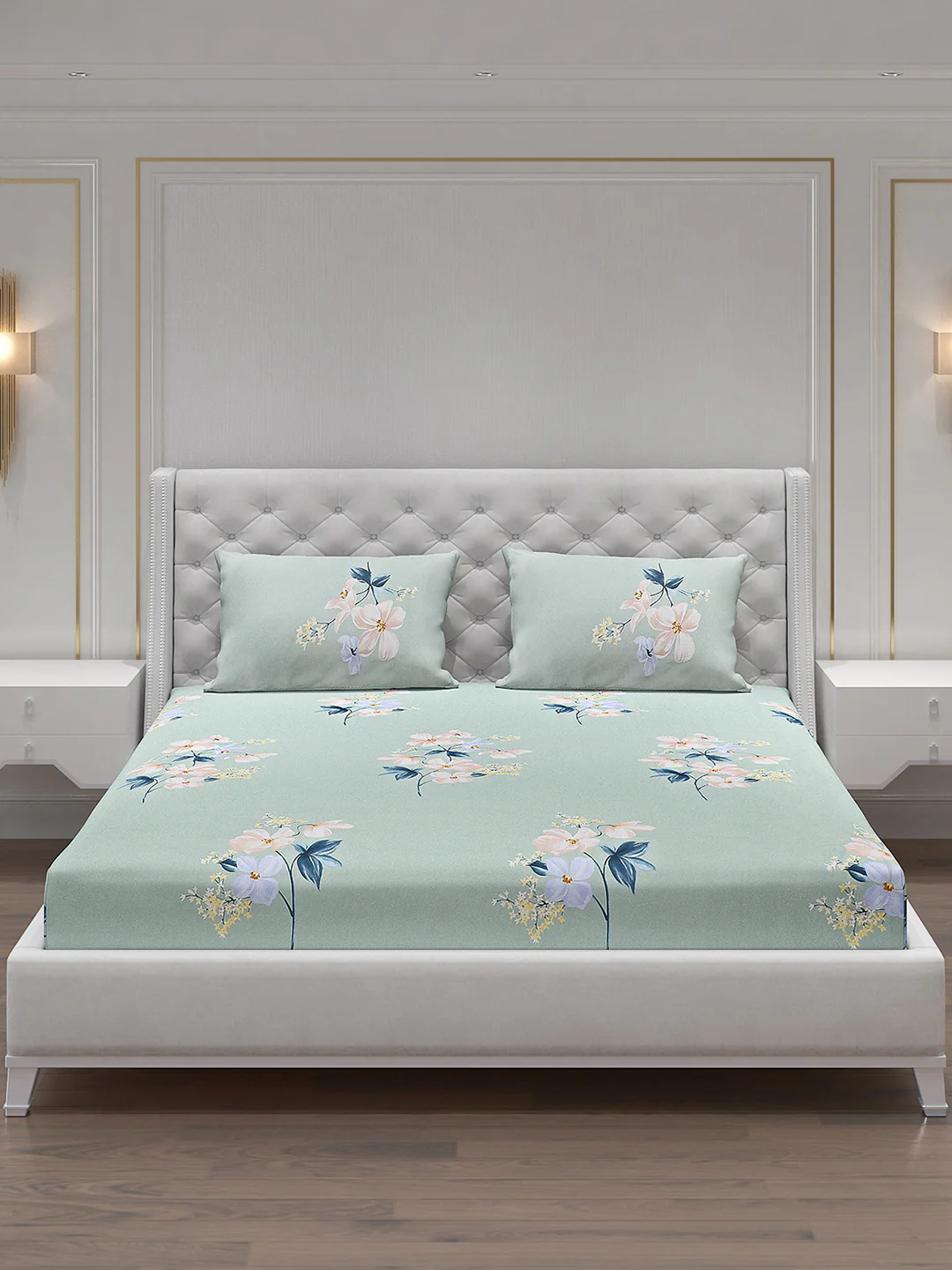 140 GSM Polyester Double Bed Bedsheet with 2 Pillow Covers - Image 3