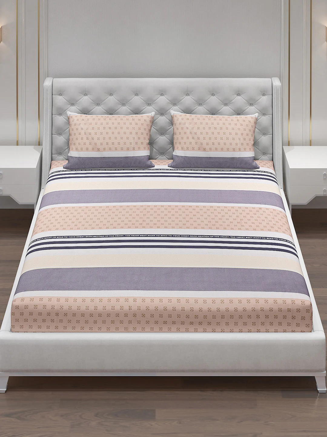 140 GSM Polyester Double Bed Bedsheet with 2 Pillow Covers - Image 2