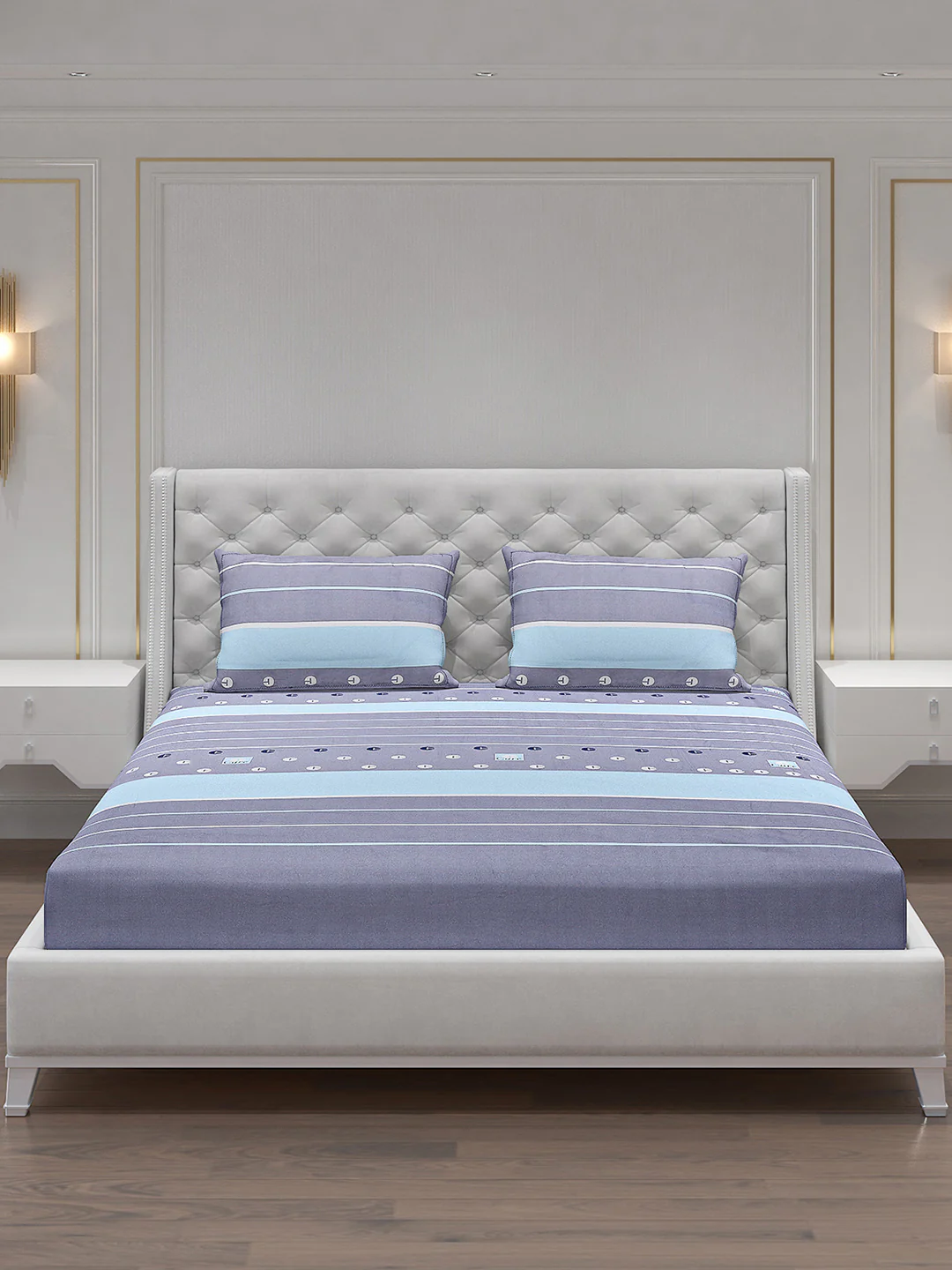 140 GSM Polyester Double Bed Bedsheet with 2 Pillow Covers - Image 3