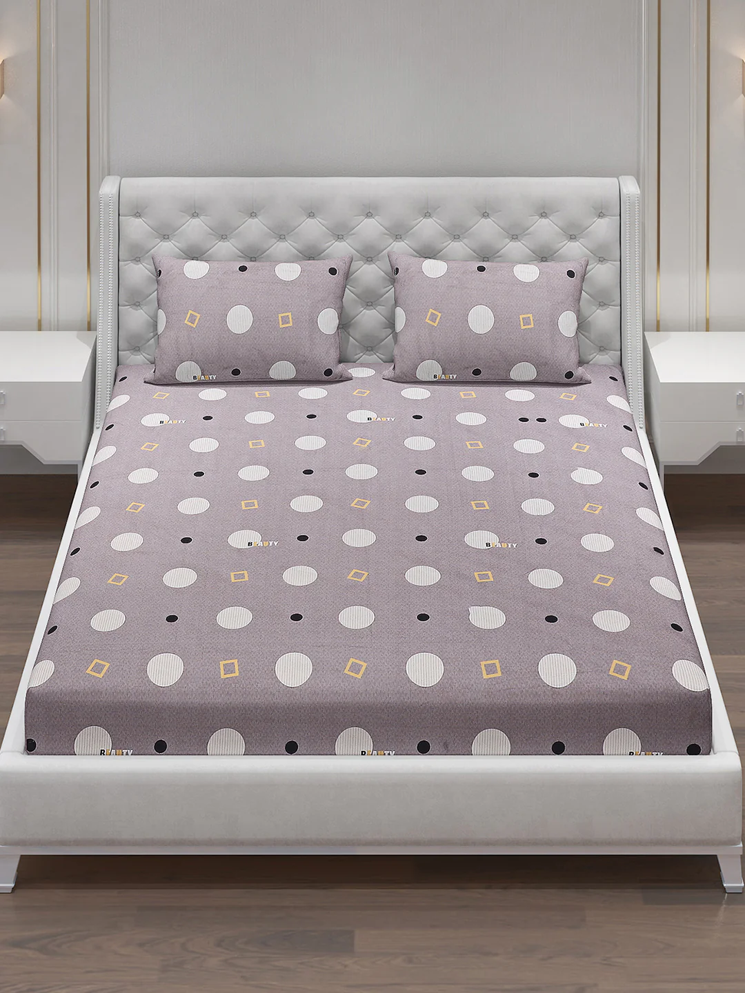 140 GSM Polyester Double Bed Bedsheet with 2 Pillow Covers - Image 2