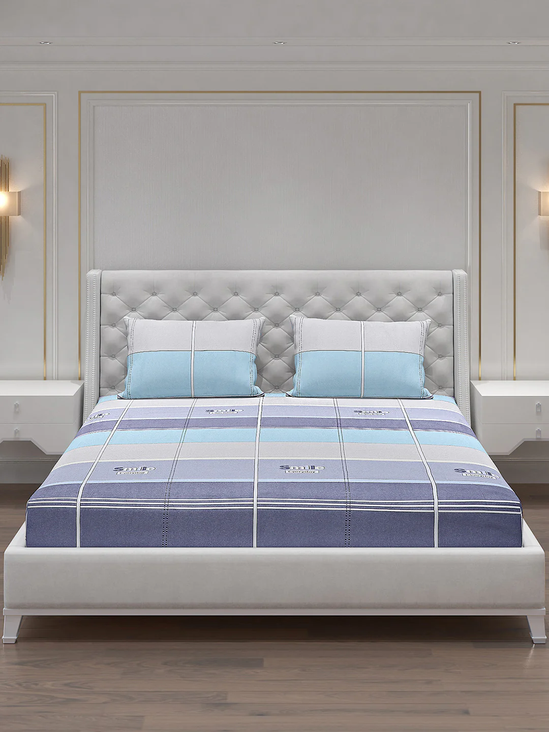 140 GSM Polyester Double Bed Bedsheet with 2 Pillow Covers - Image 3