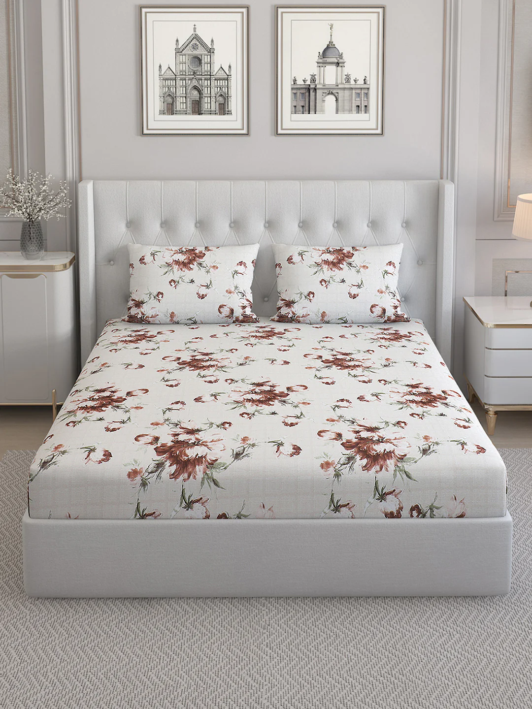 140 TC Cotton Double Bed Bedsheet with 2 Pillow Covers - Image 3