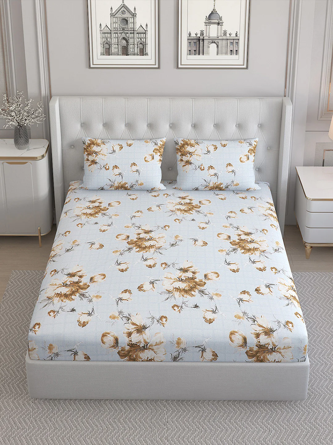 140 TC Cotton Double Bed Bedsheet with 2 Pillow Covers - Image 2