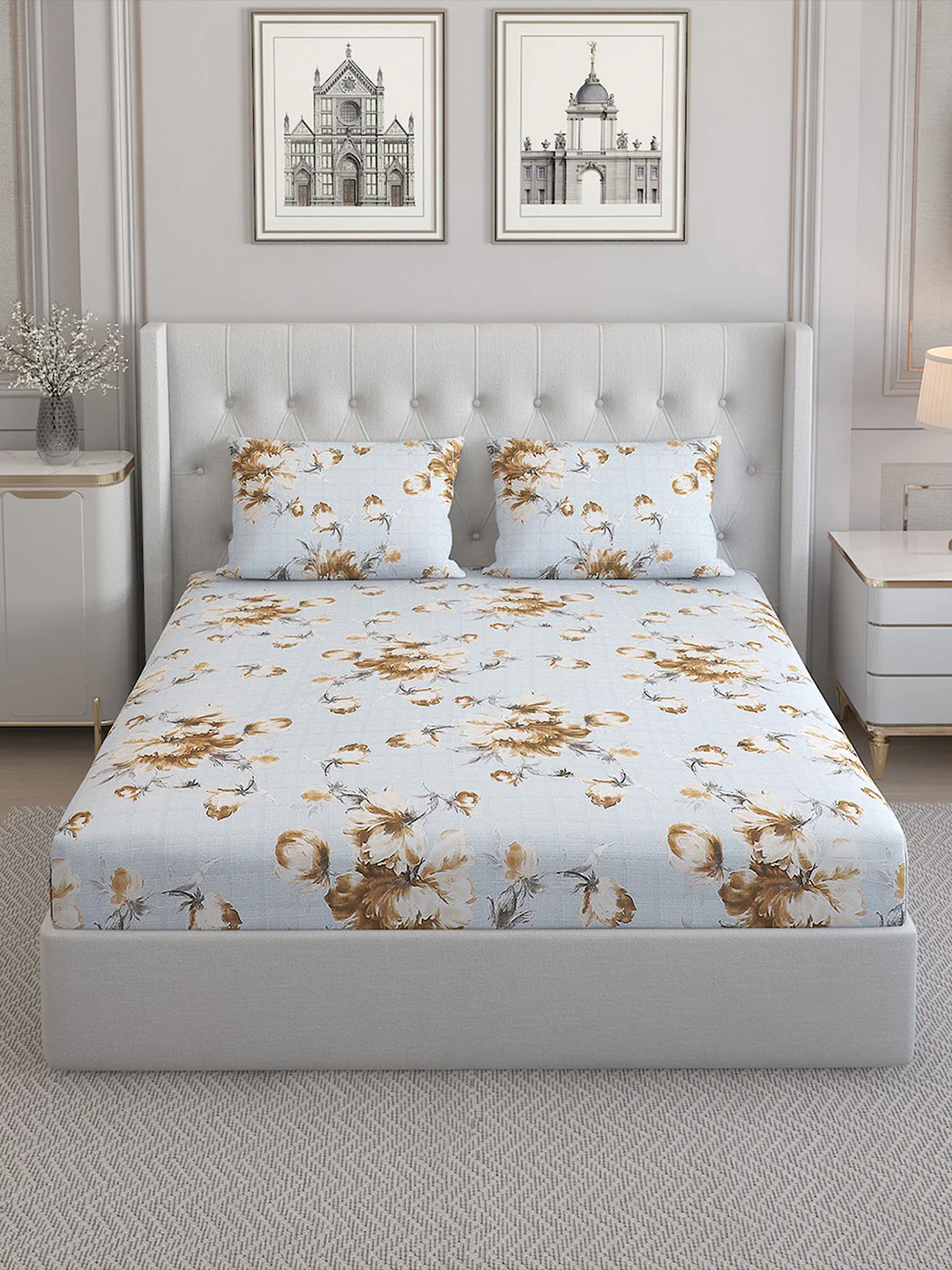 140 TC Cotton Double Bed Bedsheet with 2 Pillow Covers - Image 3