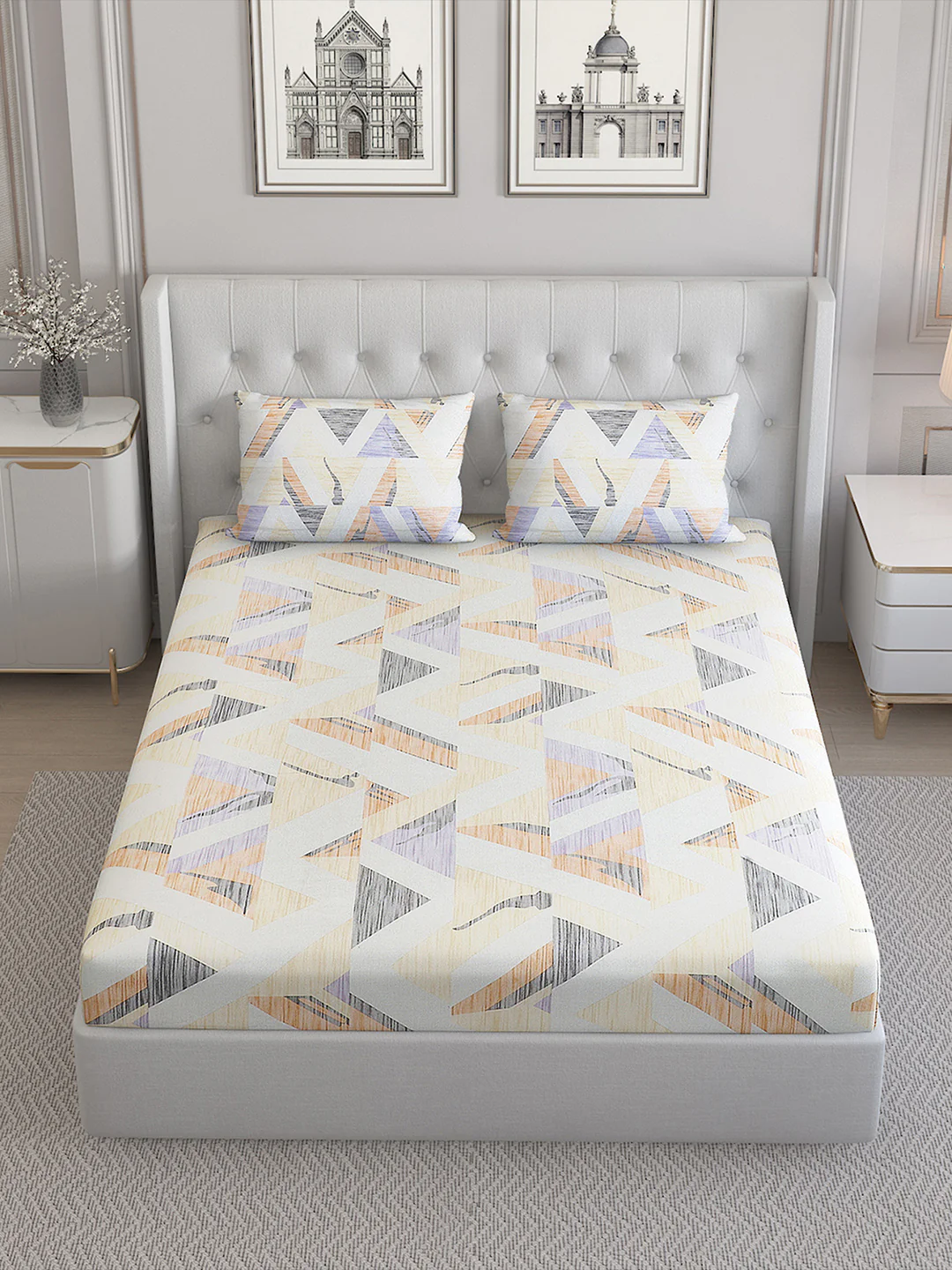 140 TC Cotton Double Bed Bedsheet with 2 Pillow Covers - Image 2