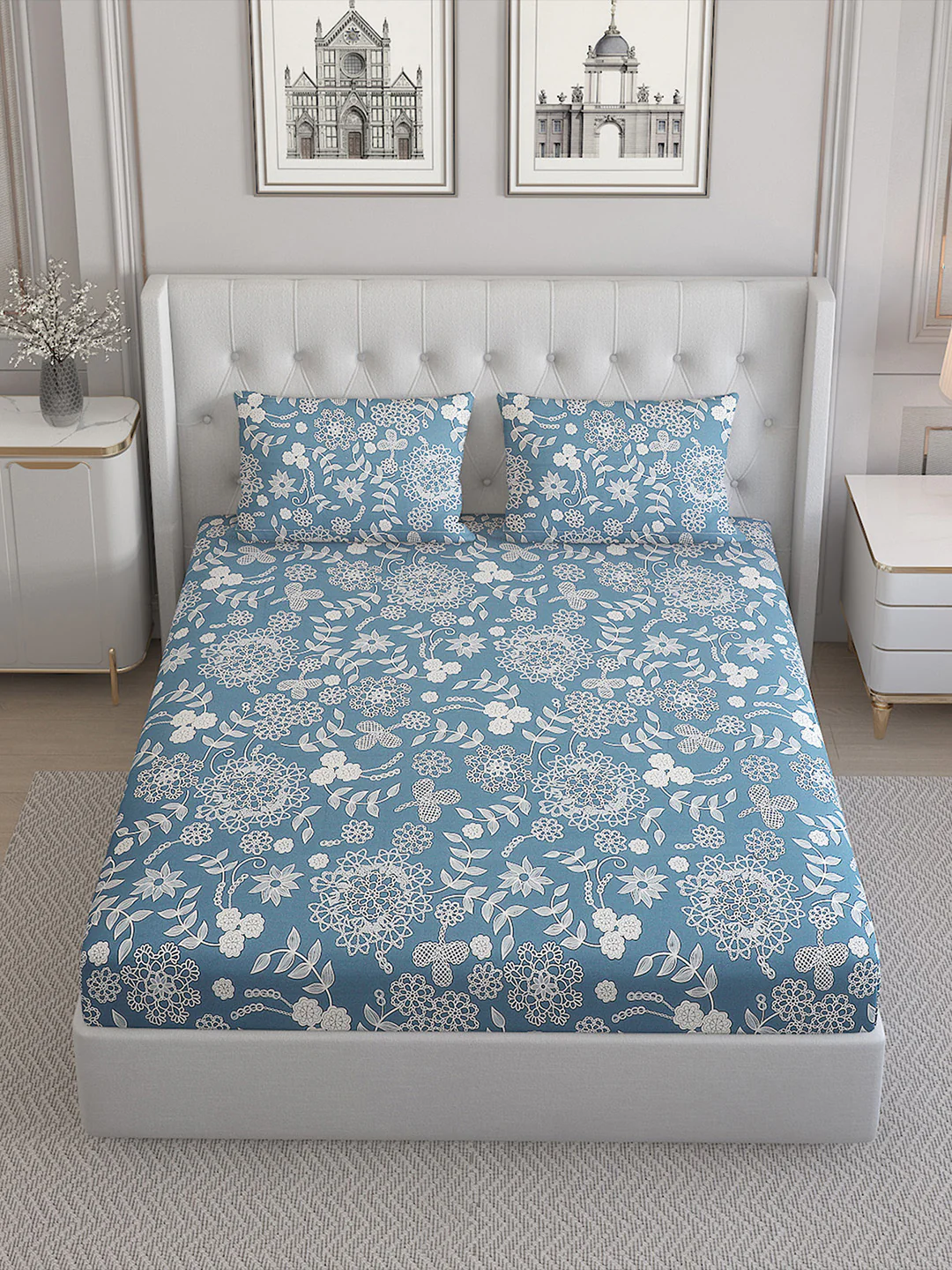 140 TC Cotton Double Bed Bedsheet with 2 Pillow Covers - Image 2
