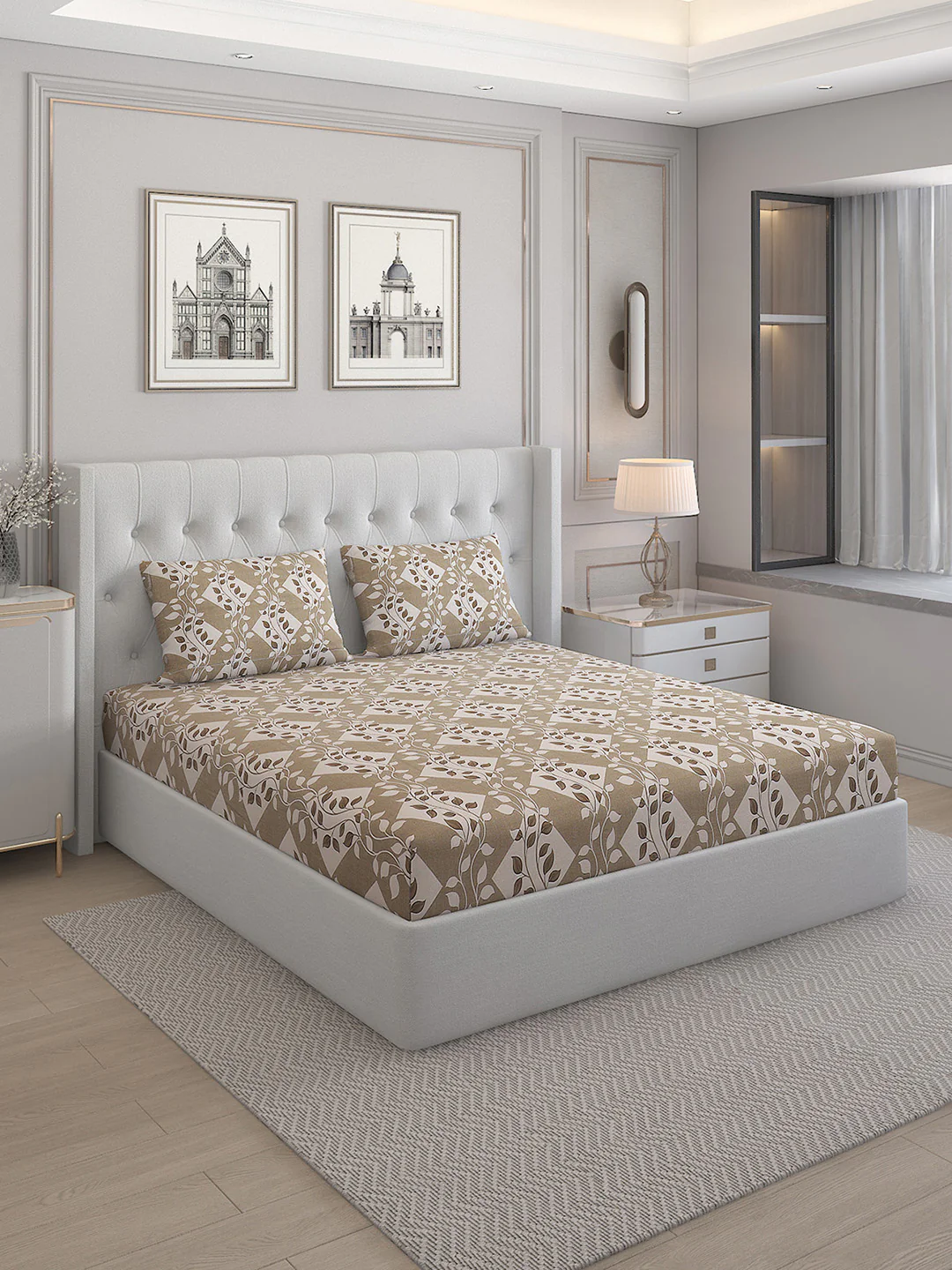 140 TC Cotton Double Bed Bedsheet with 2 Pillow Covers - Image 2