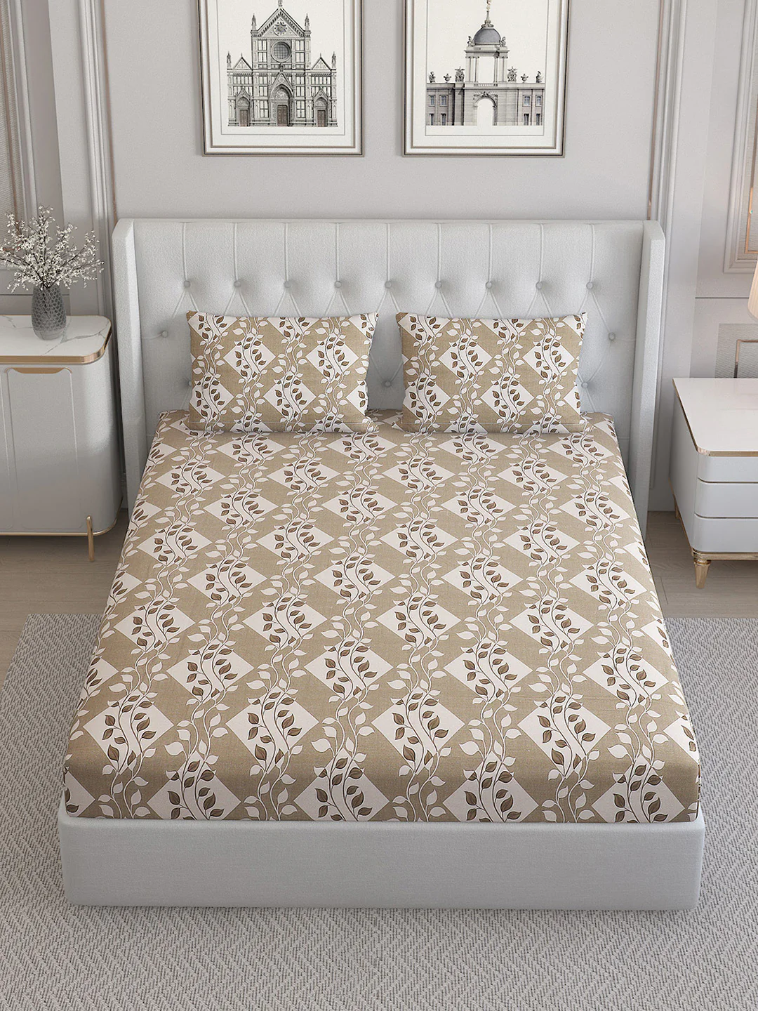 140 TC Cotton Double Bed Bedsheet with 2 Pillow Covers - Image 3