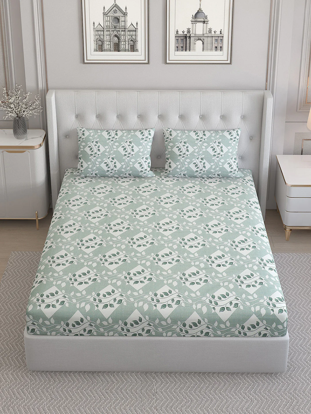 140 TC Cotton Double Bed Bedsheet with 2 Pillow Covers - Image 2