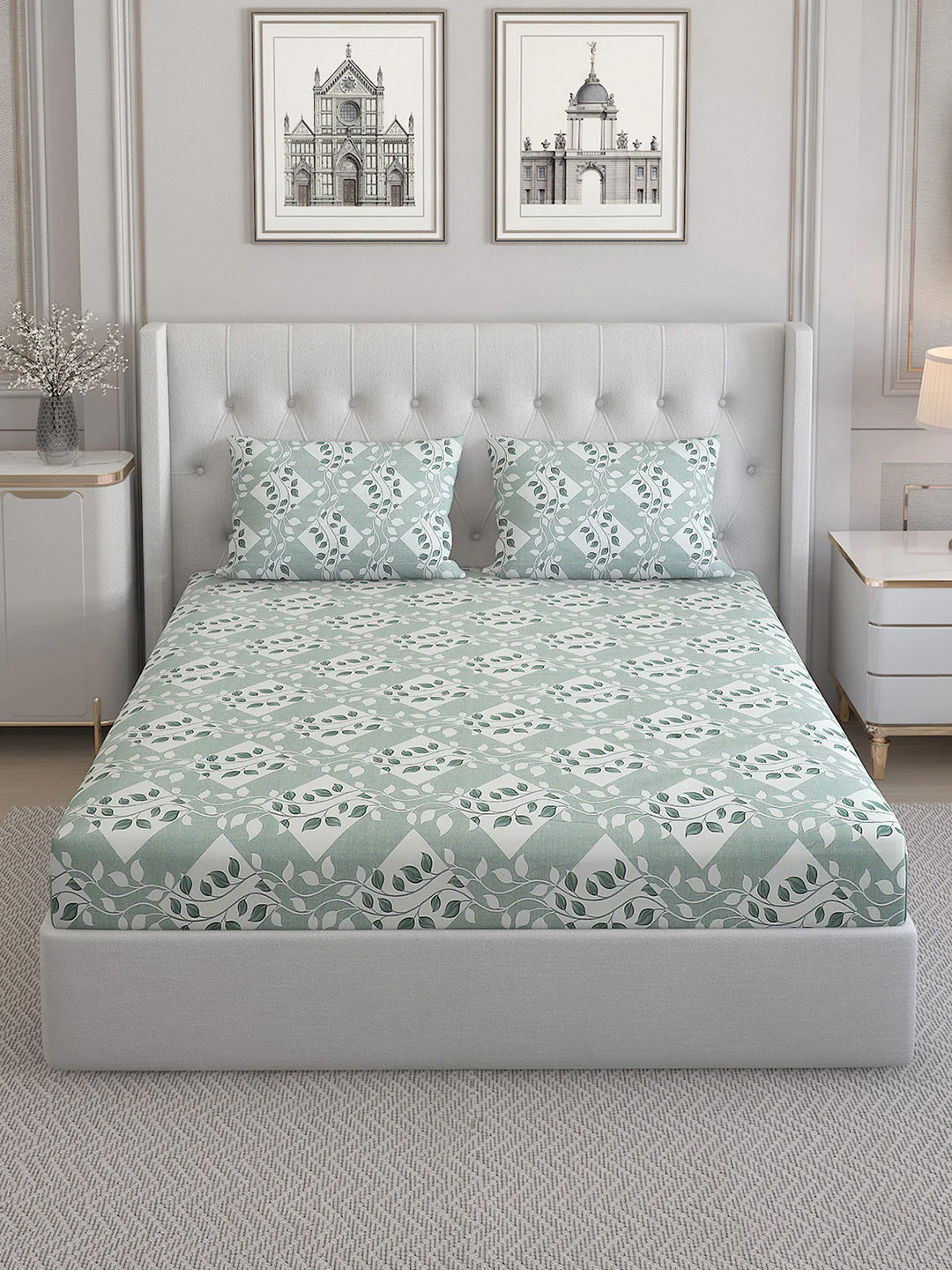 140 TC Cotton Double Bed Bedsheet with 2 Pillow Covers - Image 3