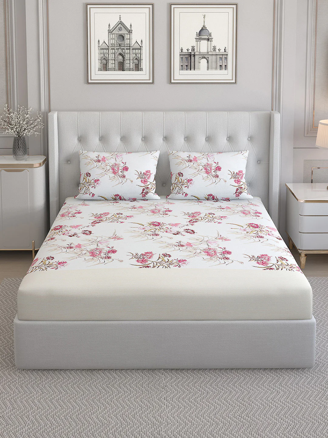 140 TC Cotton Double Bed Bedsheet with 2 Pillow Covers - Image 3