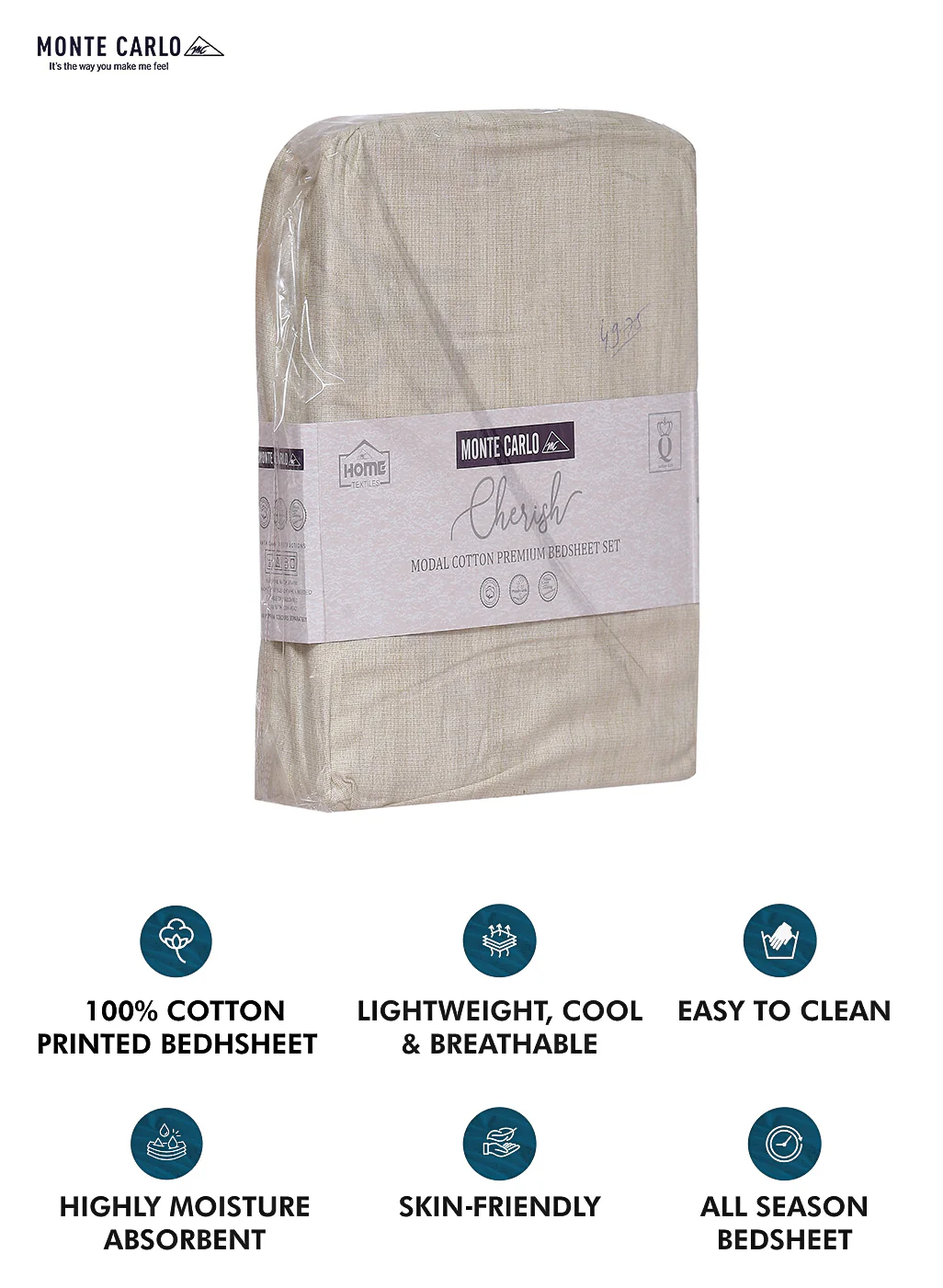 140 TC Cotton Double Bed Bedsheet with 2 Pillow Covers - Image 10