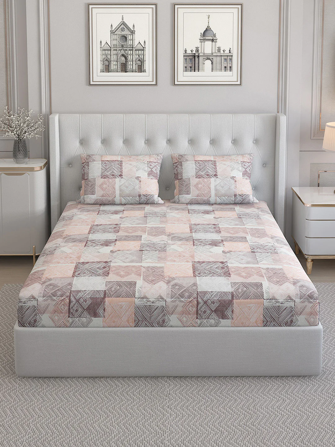 140 TC Cotton Double Bed Bedsheet with 2 Pillow Covers - Image 3