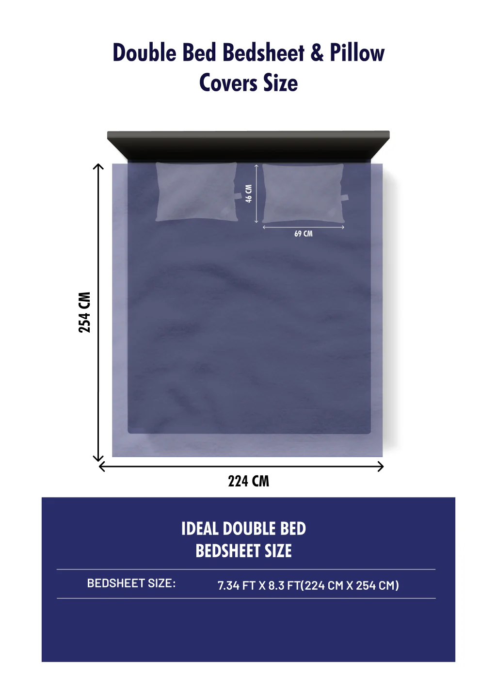 144 TC Blue Cotton Double Bedsheet with 2 Pillow Covers - Image 10