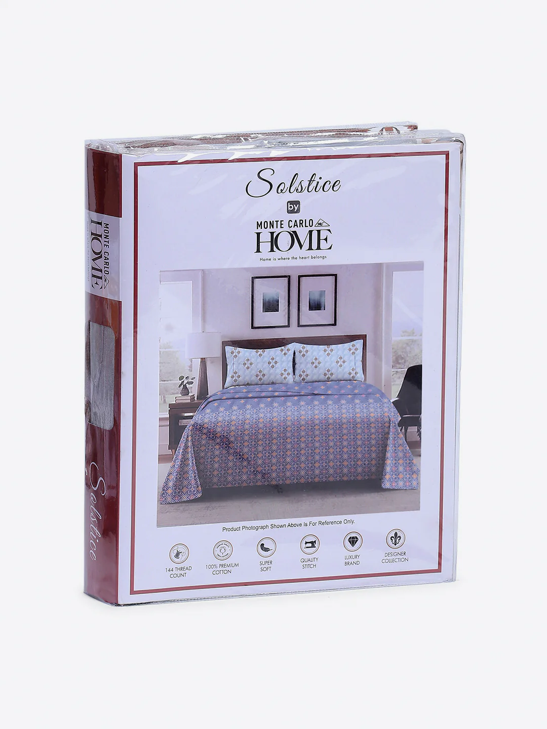 144 TC Cotton Double Bed 1 Fitted Bedsheet with 2 Pillow Cover (Solstice) - Image 10