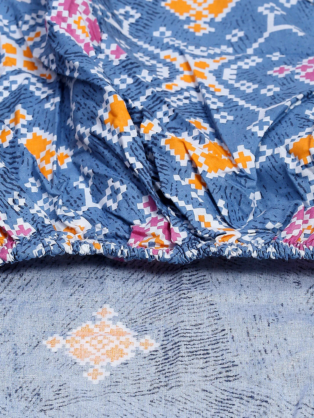 144 TC Cotton Double Bed 1 Fitted Bedsheet with 2 Pillow Cover (Solstice) - Image 9