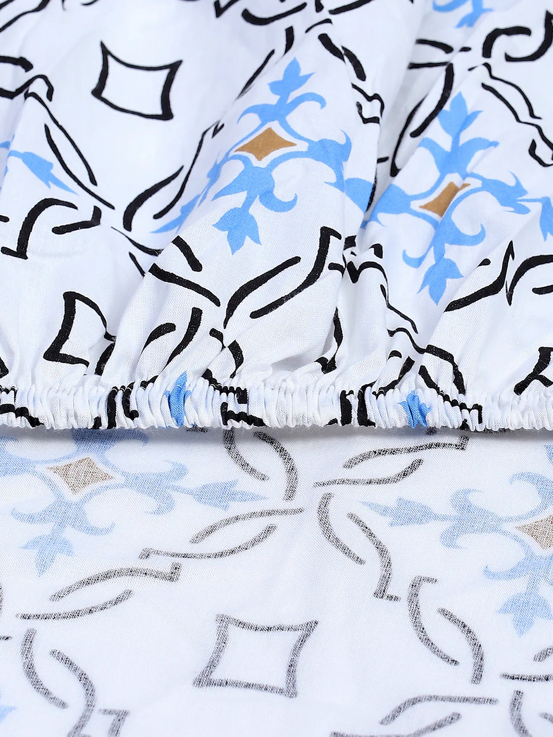 144 TC Cotton Double Bed 1 Fitted Bedsheet with 2 Pillow Cover (Solstice) - Image 9