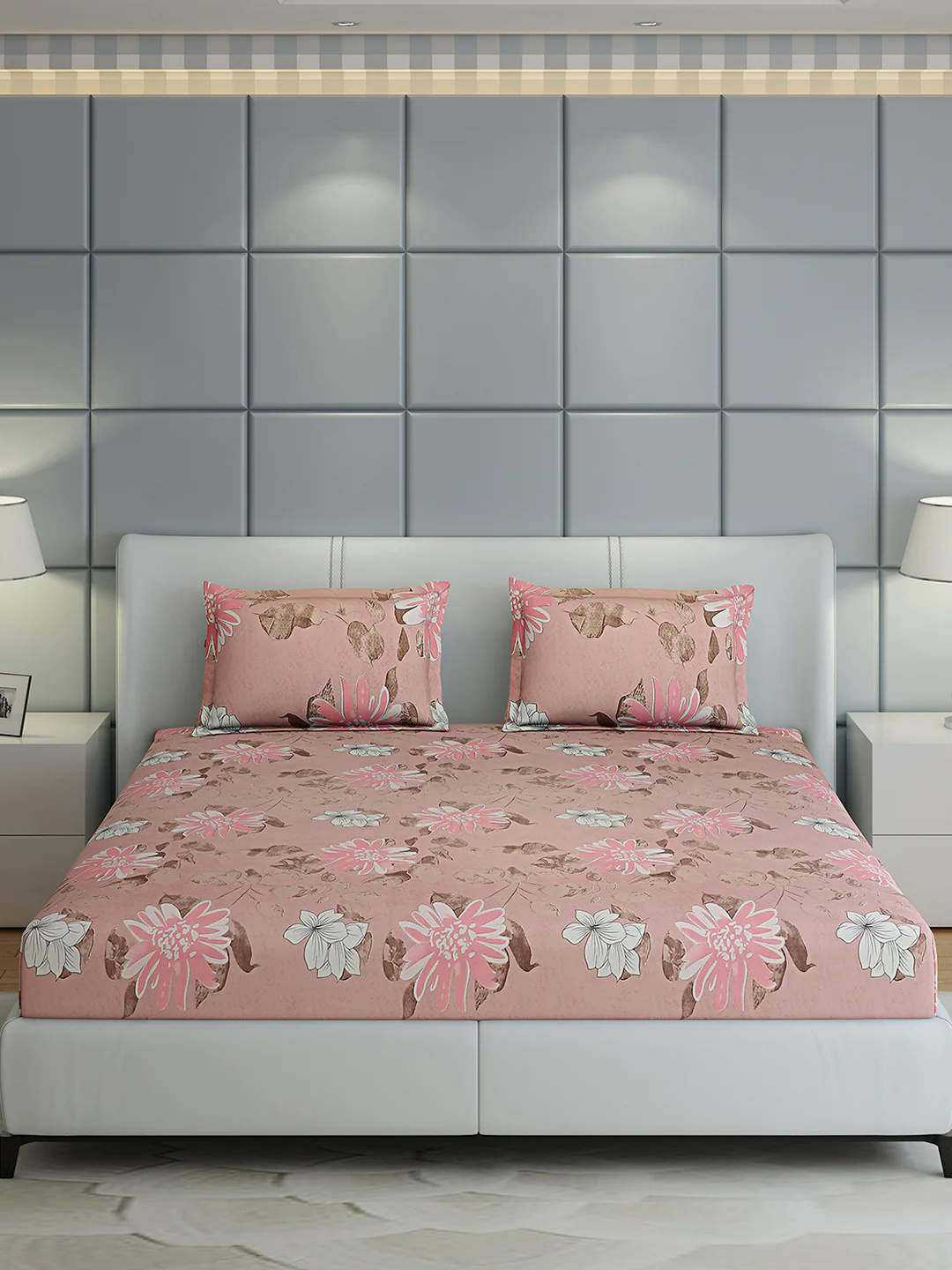 144 TC Cotton Double Bed 1 Bedsheet with 2 Pillow Covers (Fashnik) - Image 3