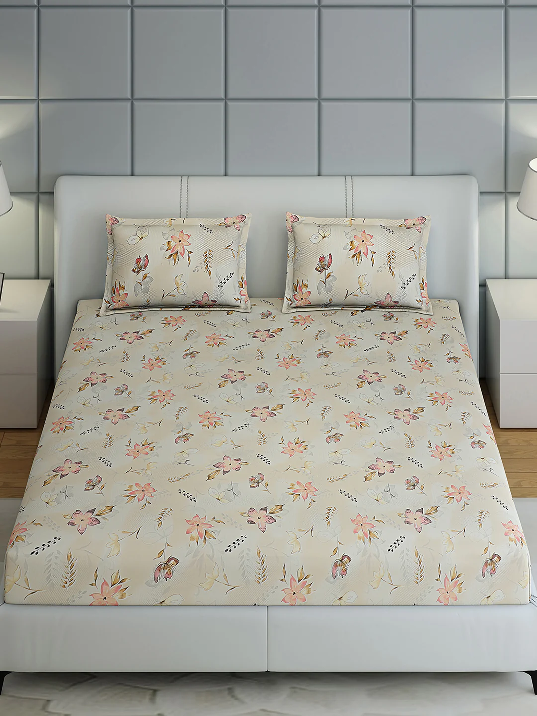 144 TC Cotton Double Bed 1 Bedsheet with 2 Pillow Covers (Fashnik) - Image 2