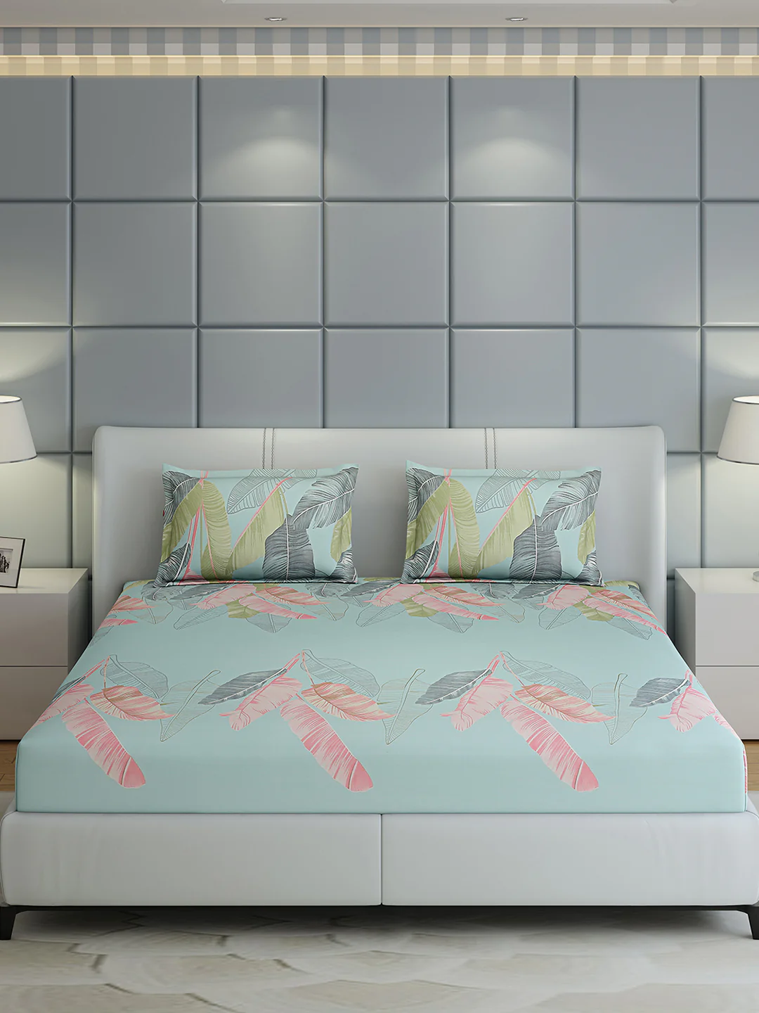 144 TC Cotton Double Bed 1 Bedsheet with 2 Pillow Covers (Fashnik) - Image 3