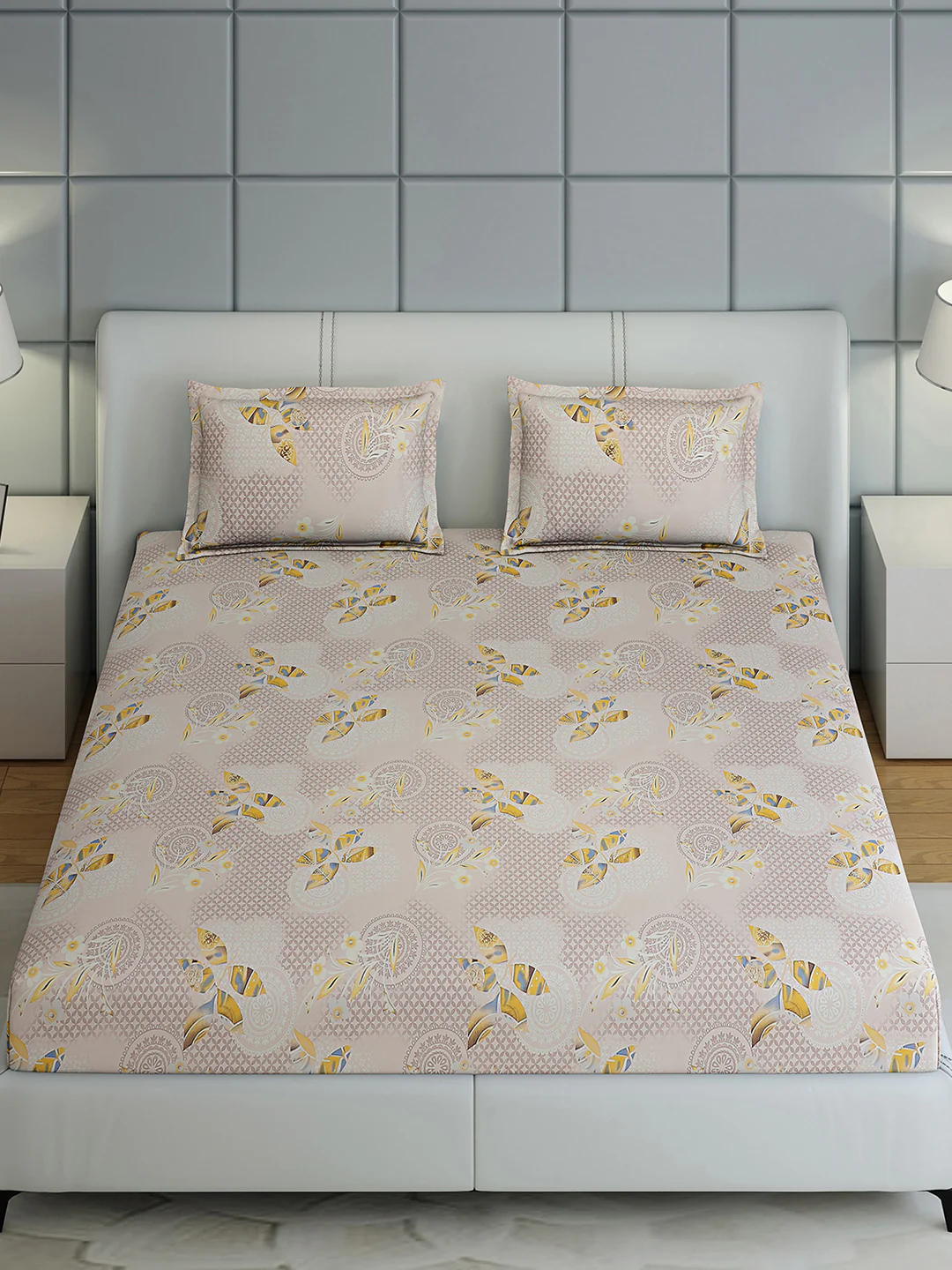 144 TC Cotton Double Bed 1 Bedsheet with 2 Pillow Covers (Fashnik) - Image 2