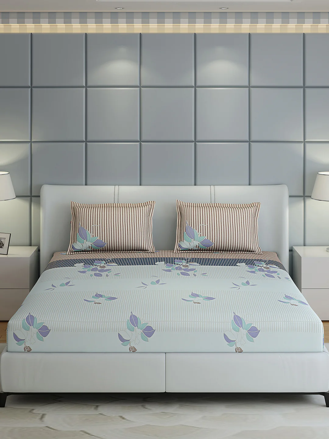 144 TC Cotton Double Bed 1 Bedsheet with 2 Pillow Covers (Fashnik) - Image 3