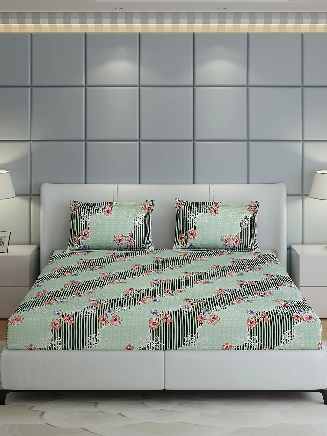 144 TC Cotton Double Bed 1 Bedsheet with 2 Pillow Covers (Fashnik) - Image 3