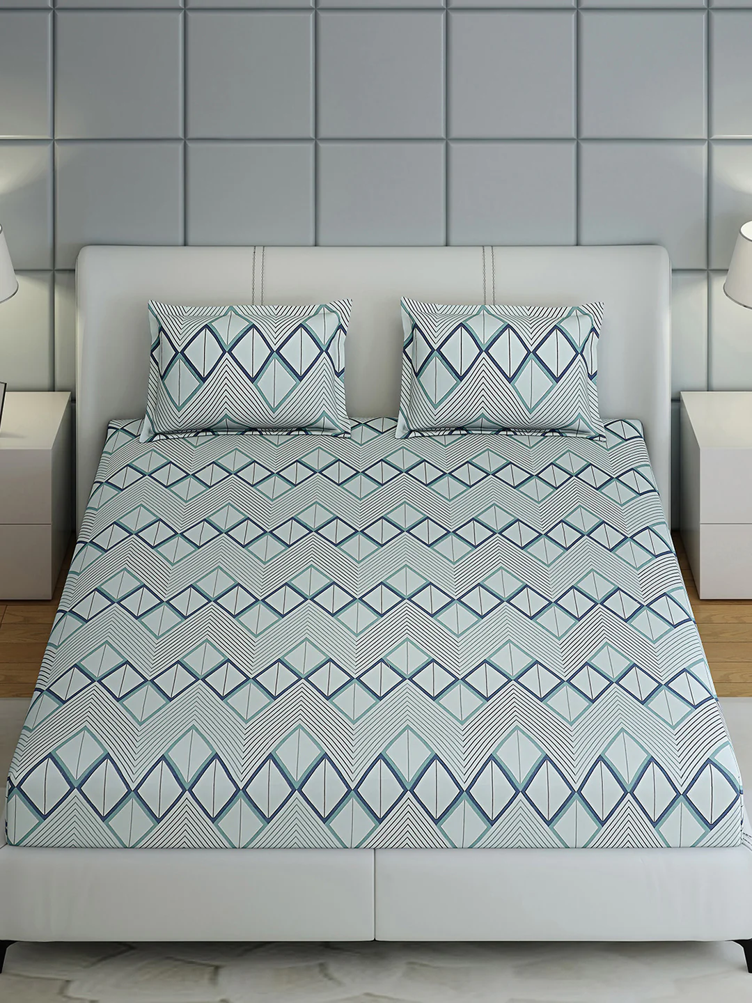 144 TC Cotton Double Bed 1 Bedsheet with 2 Pillow Covers (Fashnik) - Image 2