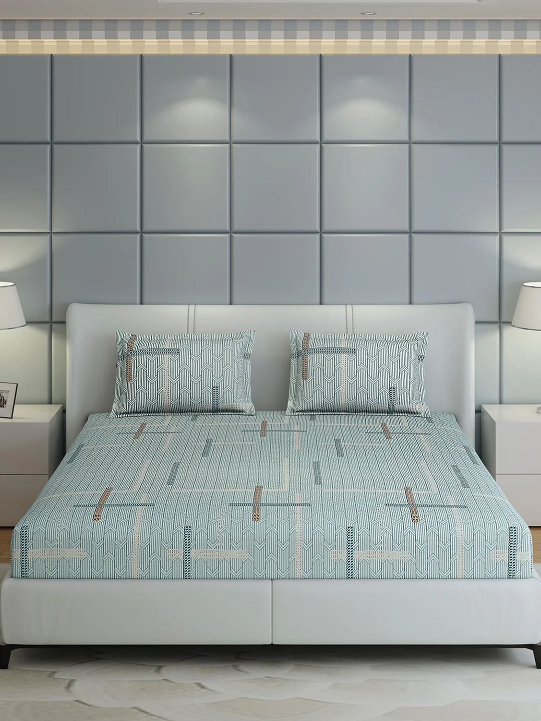 144 TC Cotton Double Bed 1 Bedsheet with 2 Pillow Covers (Fashnik) - Image 3