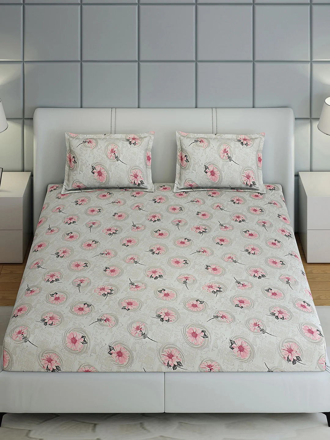 144 TC Cotton Double Bed 1 Bedsheet with 2 Pillow Covers (Fashnik) - Image 2
