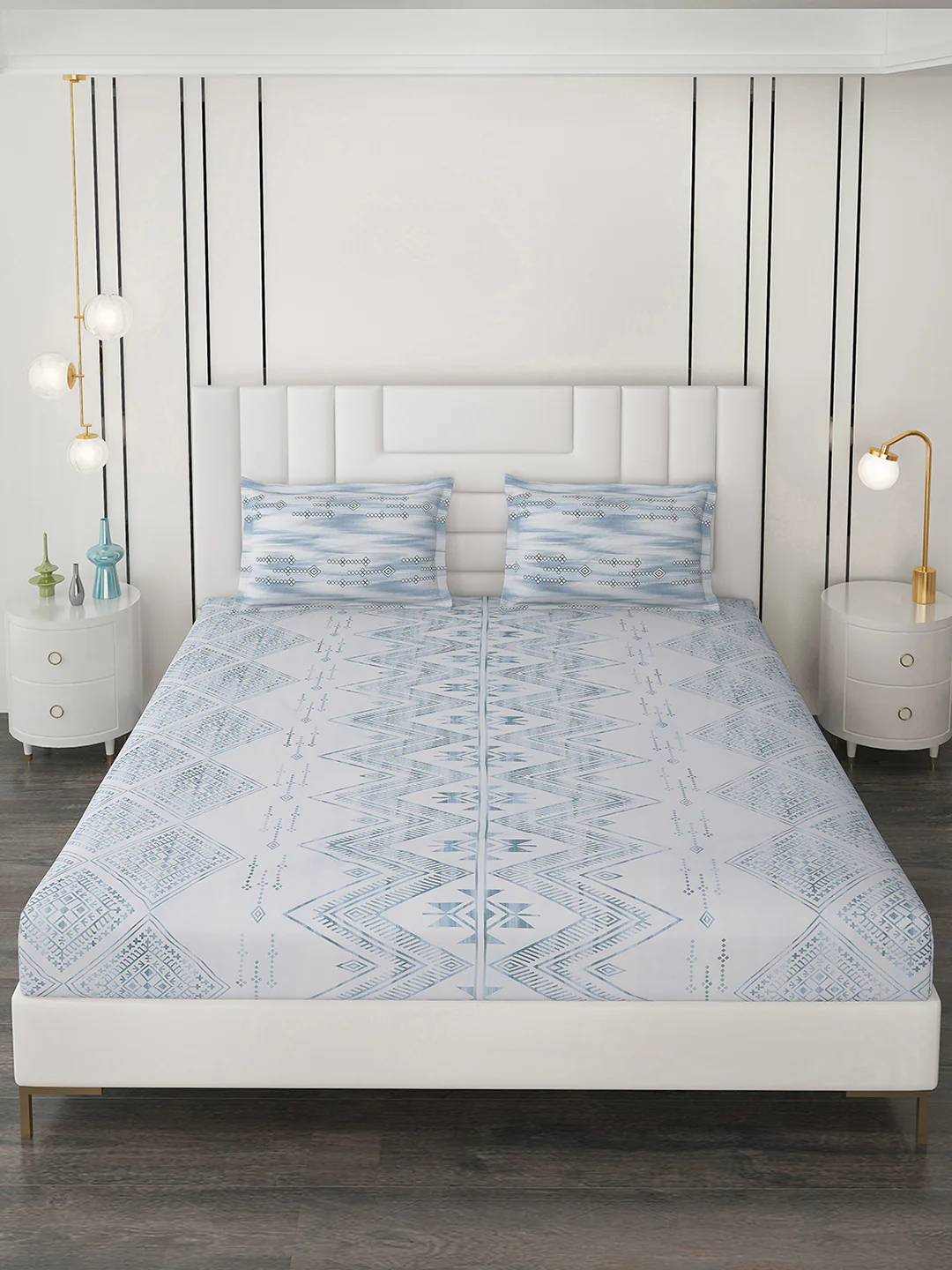 144 TC Cotton Double Bedsheet with 2 Pillow Covers - Image 3