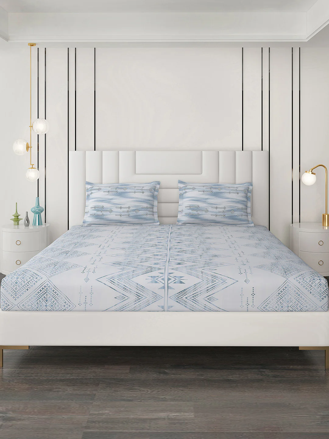 144 TC Cotton Double Bedsheet with 2 Pillow Covers - Image 4