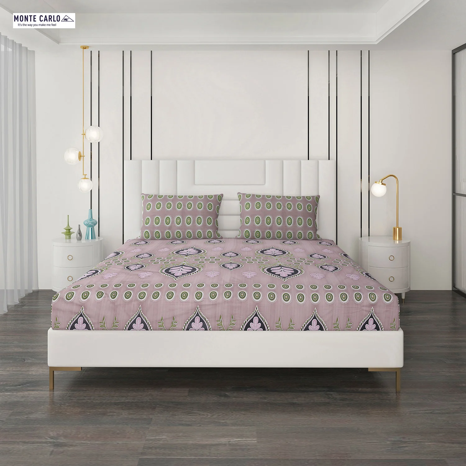 144 TC Cotton Double Bedsheet with 2 Pillow Covers - Image 3