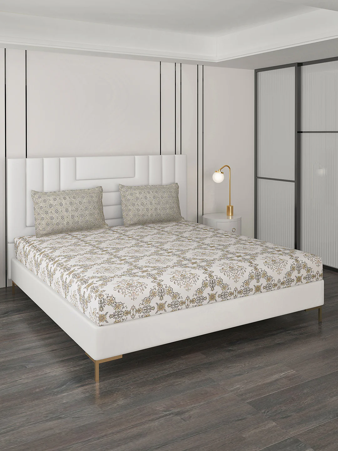 144 TC Cotton Double Bedsheet with 2 Pillow Covers - Image 2