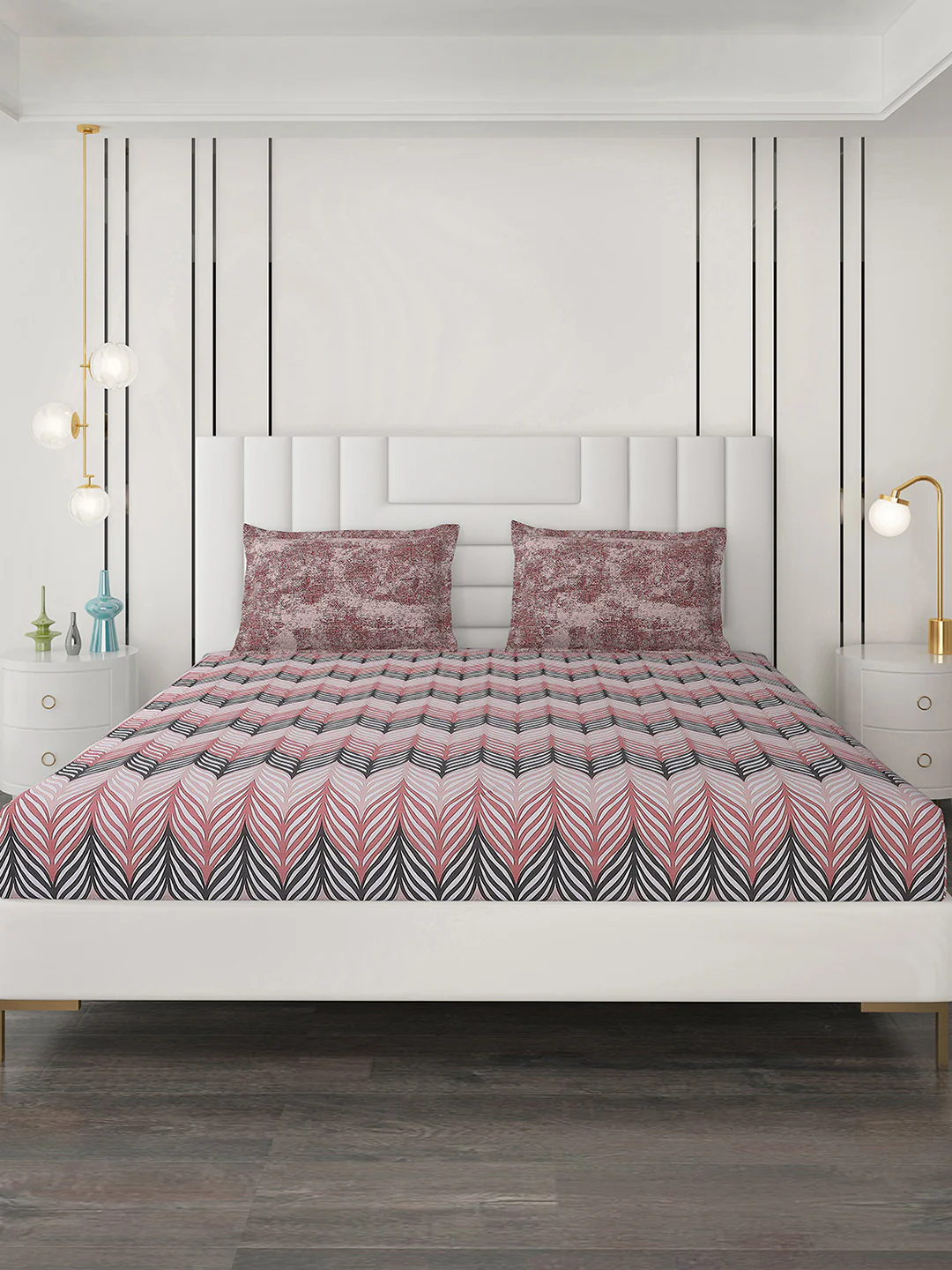 144 TC Cotton Double Bedsheet with 2 Pillow Covers - Image 4