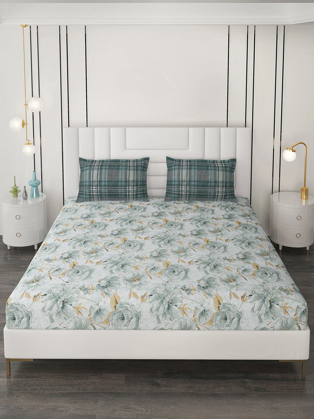144 TC Cotton Double Bedsheet with 2 Pillow Covers - Image 2