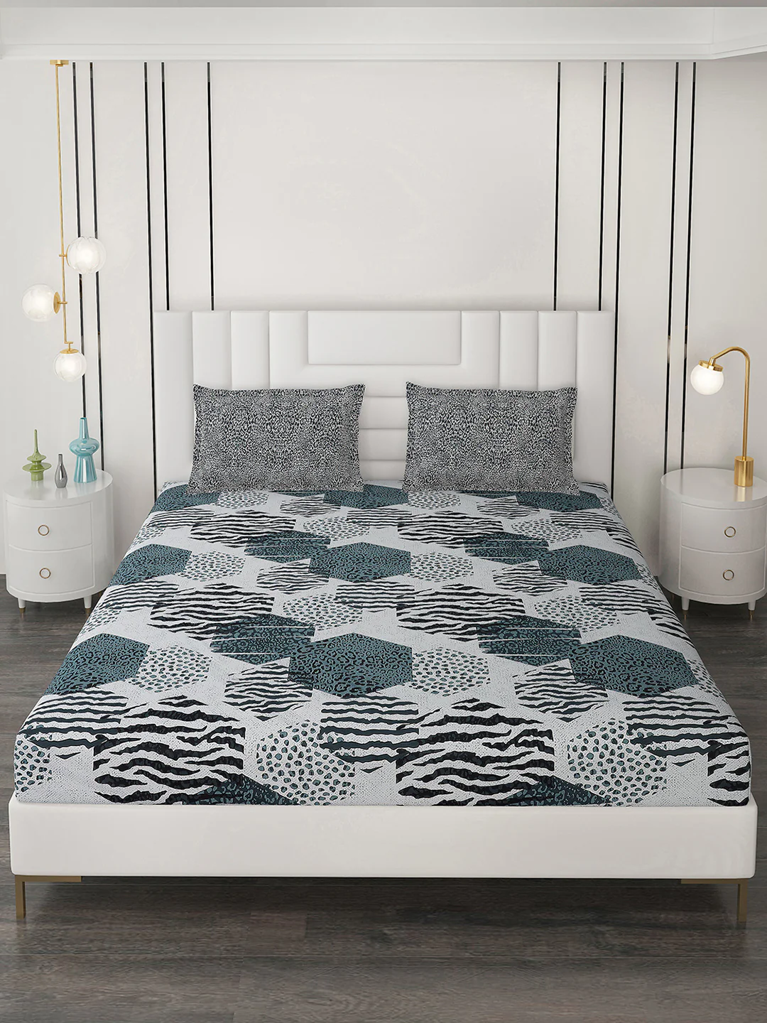144 TC Cotton Double Bedsheet with 2 Pillow Covers - Image 3