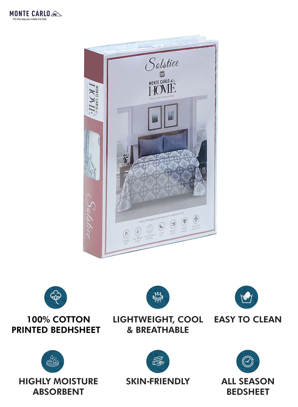 144 TC Cotton Double Bedsheet with 2 Pillow Covers - Image 9