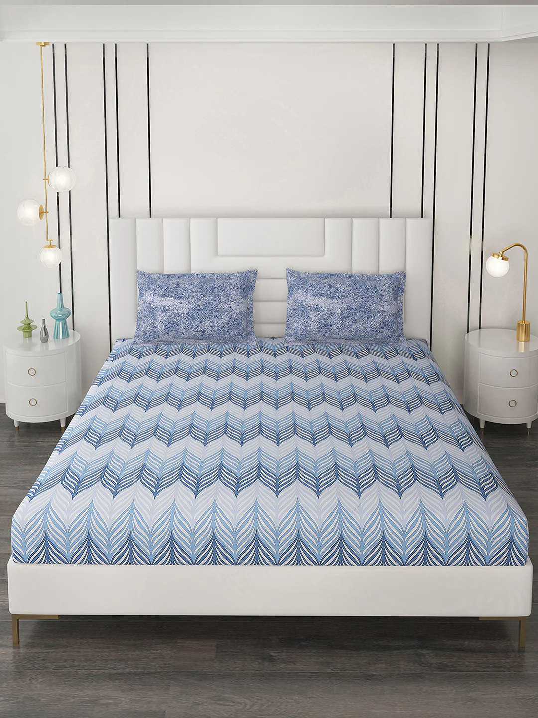 144 TC Cotton Double Bedsheet with 2 Pillow Covers - Image 2